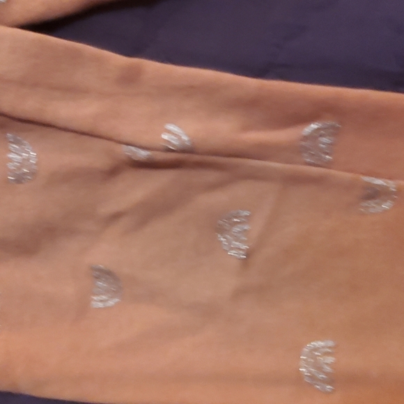 H&M-Used-Kids Peach Joggerswith Silver Rainbow Print. - Picture 3 of 4